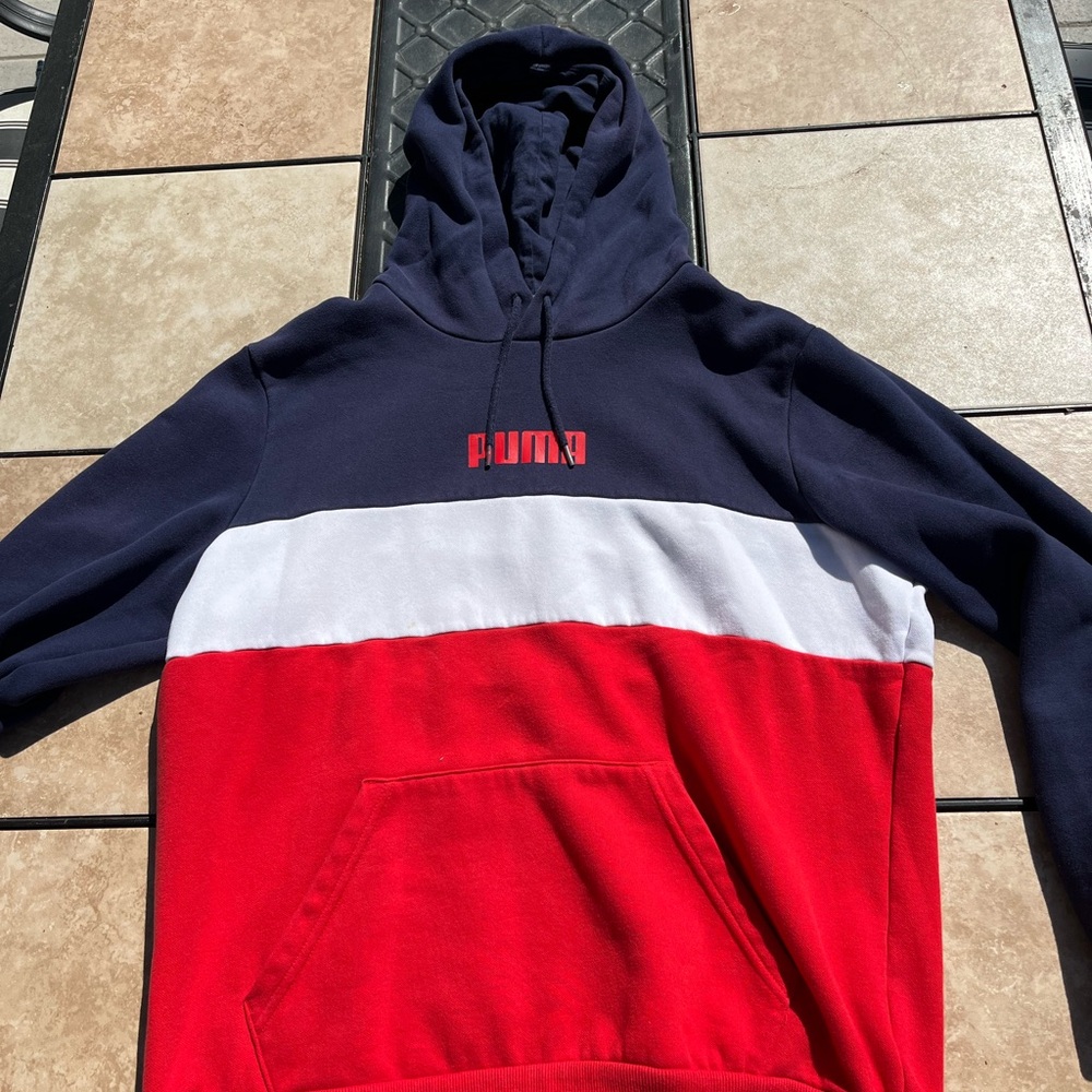 VINTAGE Puma hoodie blue and red (great quality)